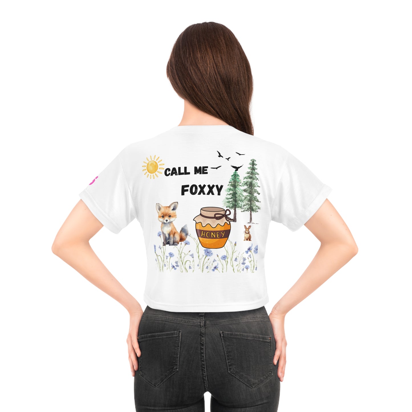 Simple Expressions- Call me foxxy edition Crop Tee (AOP)