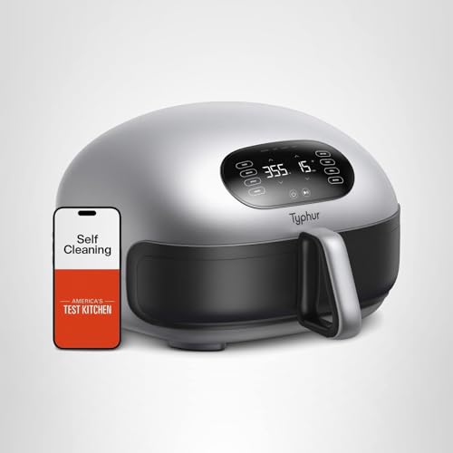 Typhur Dome 2 AI Smart Air Fryer, Large Flat Airfryer with Top & Bottom Heating, Self-cleaning Digital Fryer, PFAS free Ceramic Basket, Fits a 12" Pizza or Steaks, Whisper-Quiet, 120V