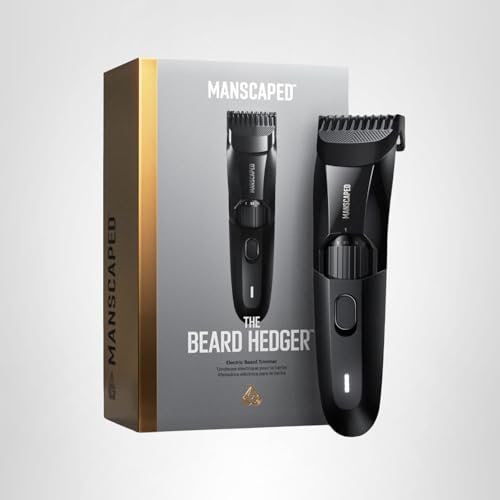 MANSCAPED® The Beard Hedger® Men's Premium Beard Trimmer, 20 Length Adjustable Blade Wheel, Stainless Steel T-Blade for Precision Facial Hair Trimming, Cordless Waterproof Wet/Dry Clipper
