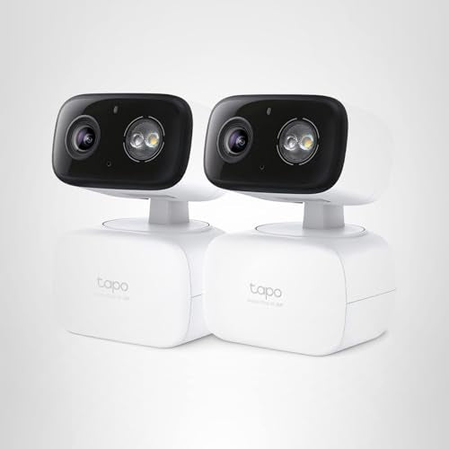 Tapo 2K Pan/Tilt Security Camera for Baby Monitor, Dog Camera w/Motion Detection, 2-Way Audio Siren, Night Vision, Cloud&SD Card Storage, Works w/Alexa & Google Assistant, 2-Pack (Tapo C210P2)