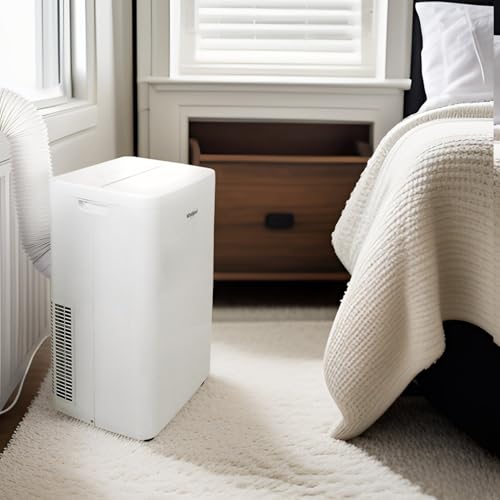 Whirlpool 14,000 BTU Portable Air Conditioner with Dehumidifier for Living Room, Apartment, or Bedroom, 115V, Portable AC for Large Rooms up to 700 Square Feet with Remote, 3 Speeds, and Timer, White