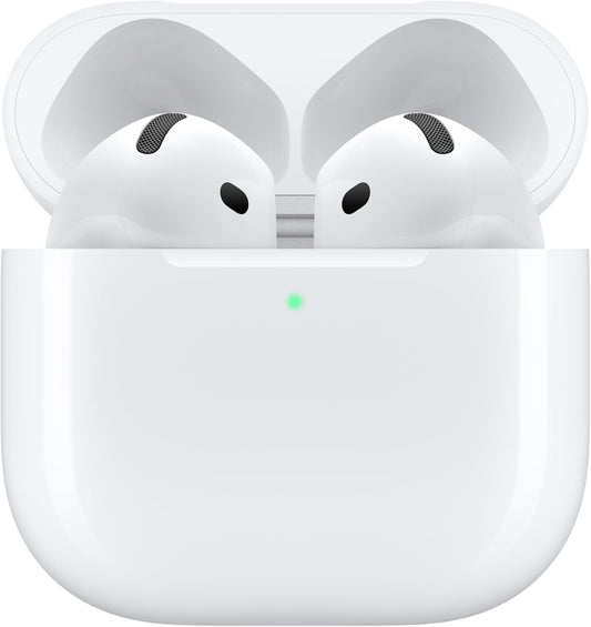 Apple AirPods 4 Wireless Earbuds, Bluetooth Headphones, Personalized Spatial Audio, Sweat and Water Resistant, USB-C Charging Case, H2 Chip, Up to 30 Hours of Battery Life, Effortless Setup for iPhone