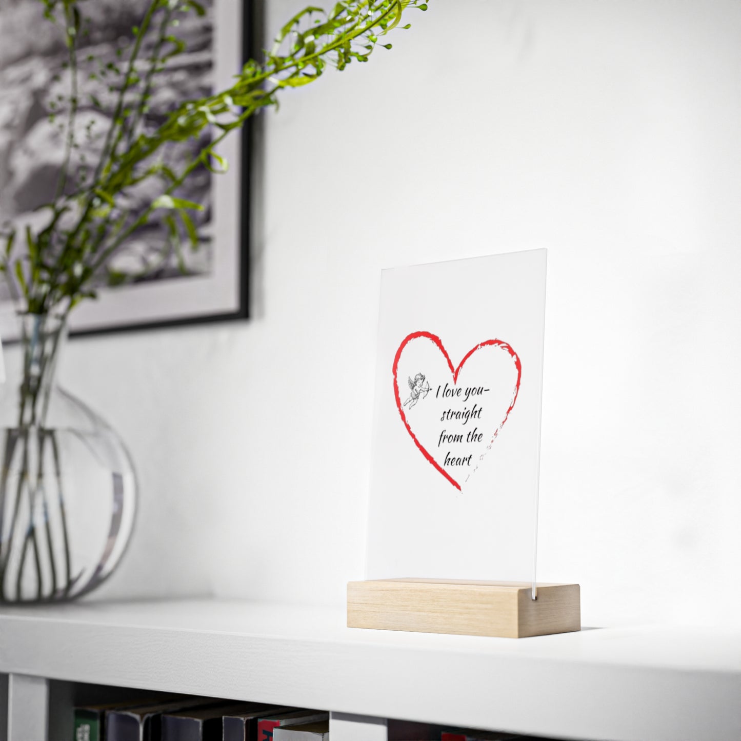 Simple Expressions Love You Acrylic Sign with Wooden Stand - Heartfelt Gift for Home Decor