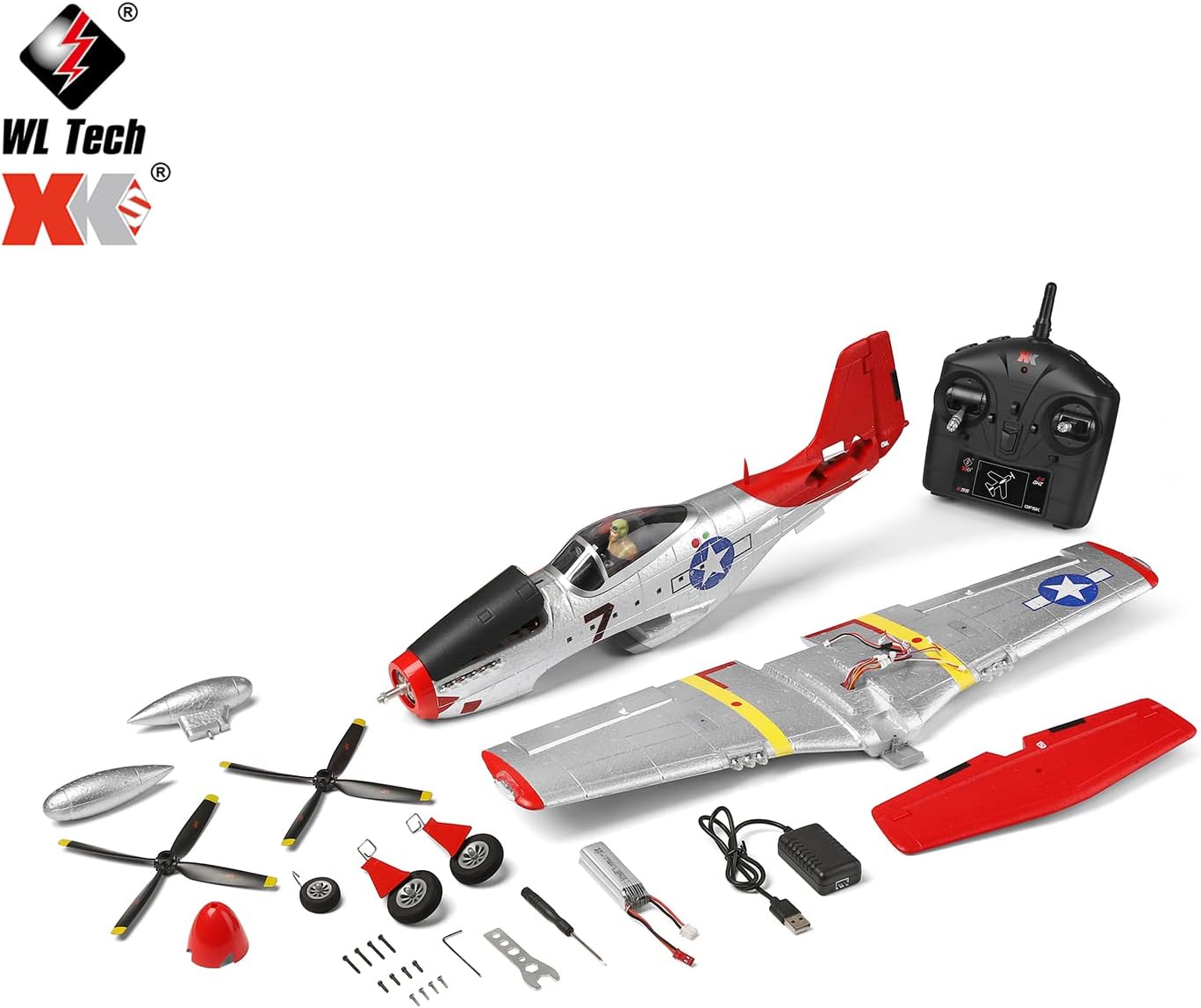 GoolRC WLtoys XK A280 RC Airplane, 2.4GHz 4 Channel Brushless Remote Control Plane for Adults, RC Aircraft Fighter with 6-Axis Gyro, 3D/6G Mode and LED Searchlight, Easy to Fly for Beginners