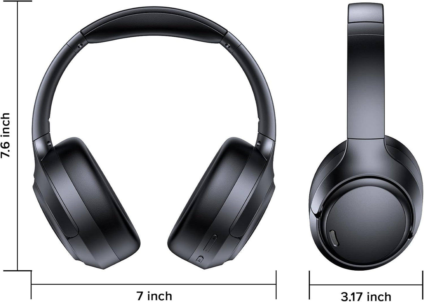 Hybrid Active Noise Cancelling Bluetooth 6.0 Headphones 120H Playtime 6 ENC Clear Call Mic, Over Ear Headphones Wireless with Hi-Res Audio Comfort Earcup Low Latency ANC Headphone for Travel Workout