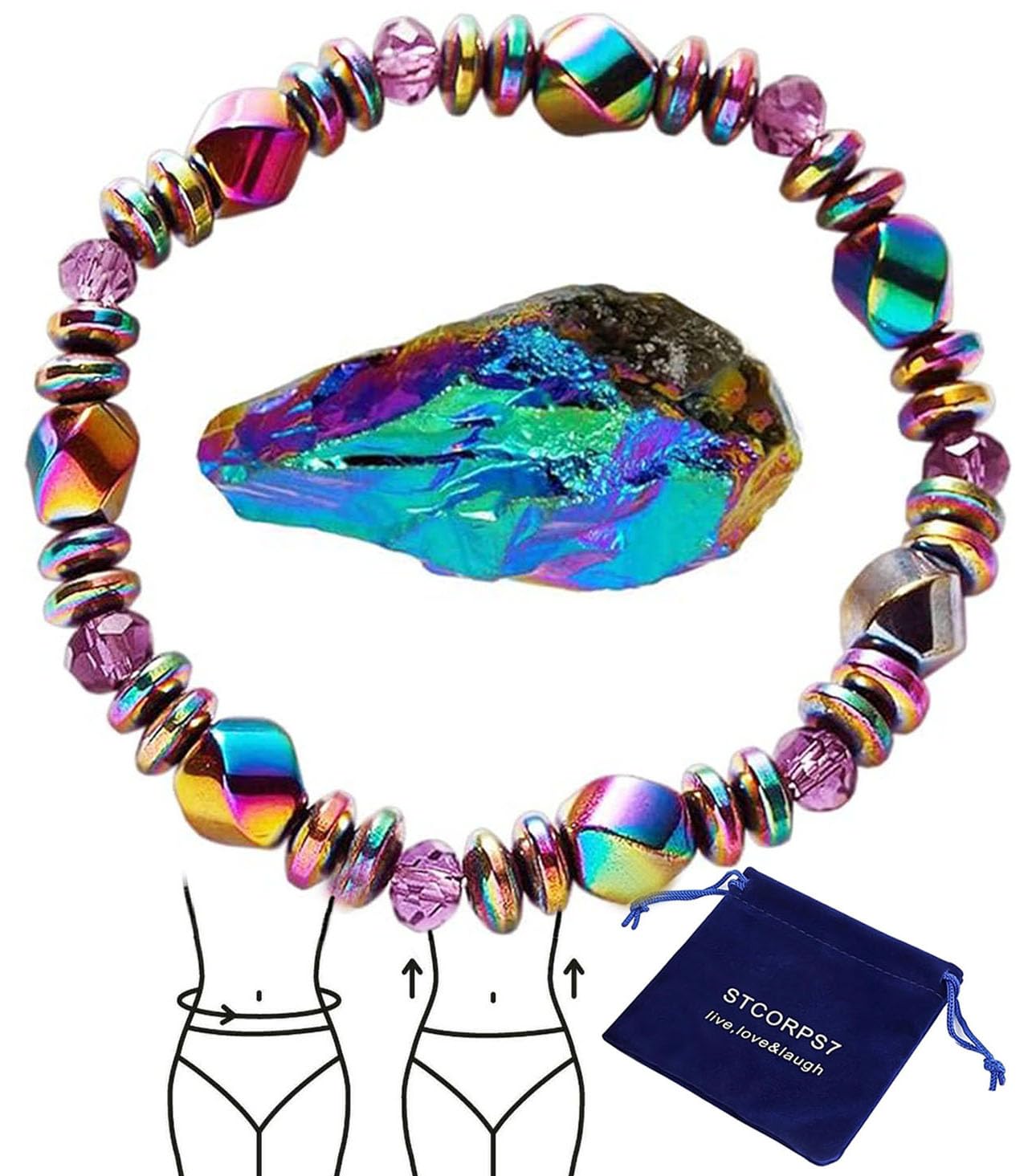 Magnetic Healing Bracelet – Adjustable Hematite Bracelet for Lymph Drainage, Arthritis, Anxiety Relief, Swelling Reduction & Weight Loss – Slimming Bracelet for Women & Men