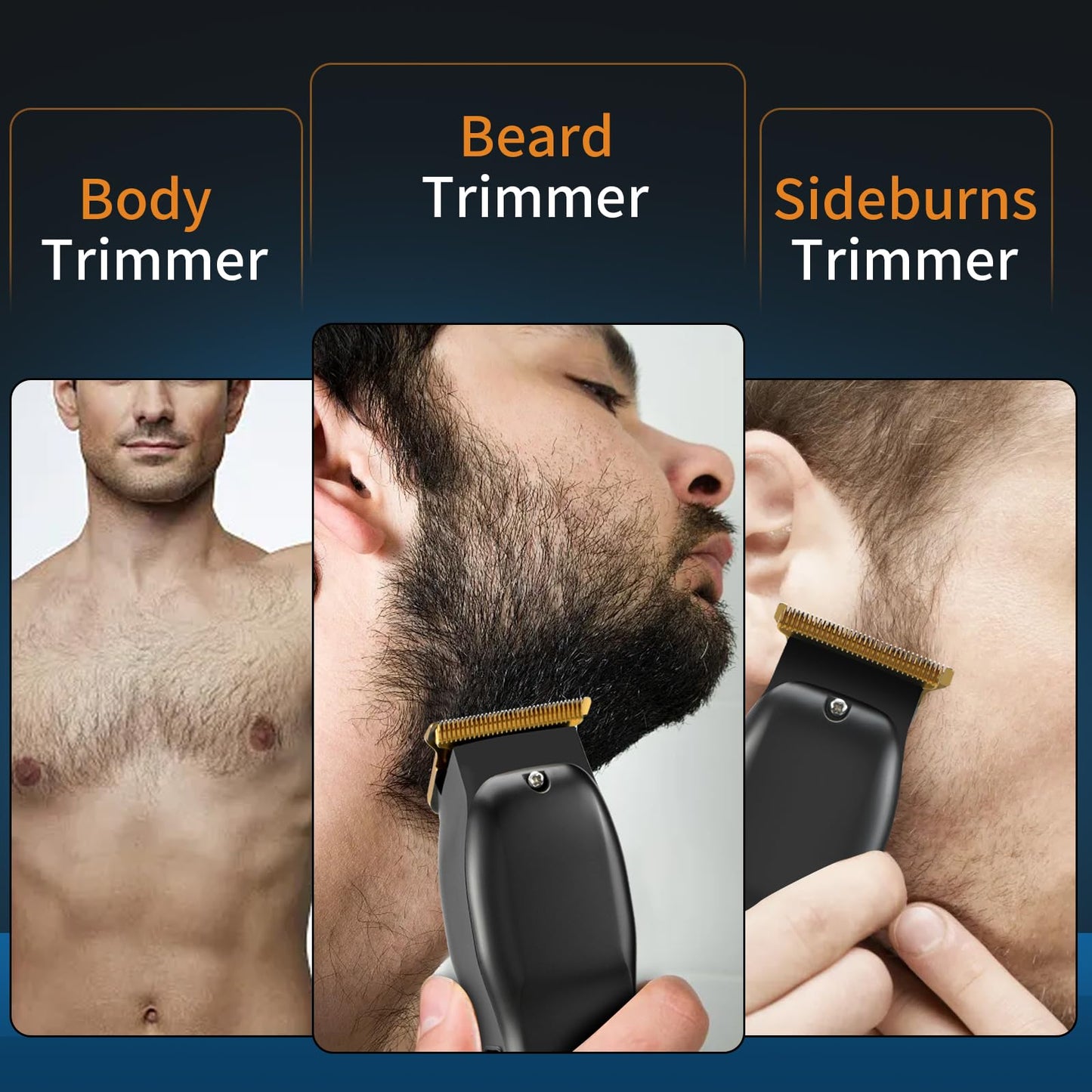 Beard Trimmer for Men - Rechargeable Men's Hair Clippers & Razor, Cordless Hair Trimmer for Face, Neck, Groin & Manscaping, Ideal Gift for Men, Black
