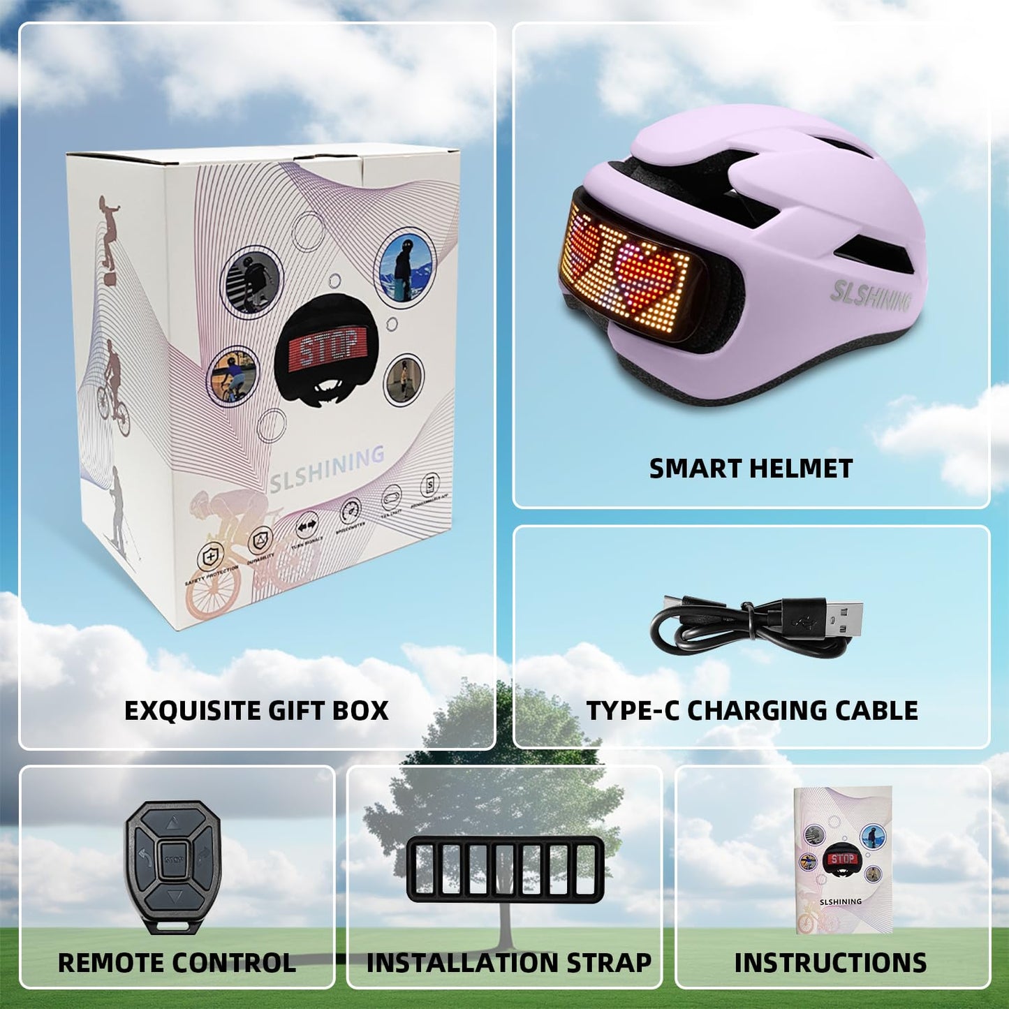 Smart Bike Helmet with Light: Bicycle Helmets for Adult Teens for Mountain & Road Cycling Electric Scooter Skateboard Skating