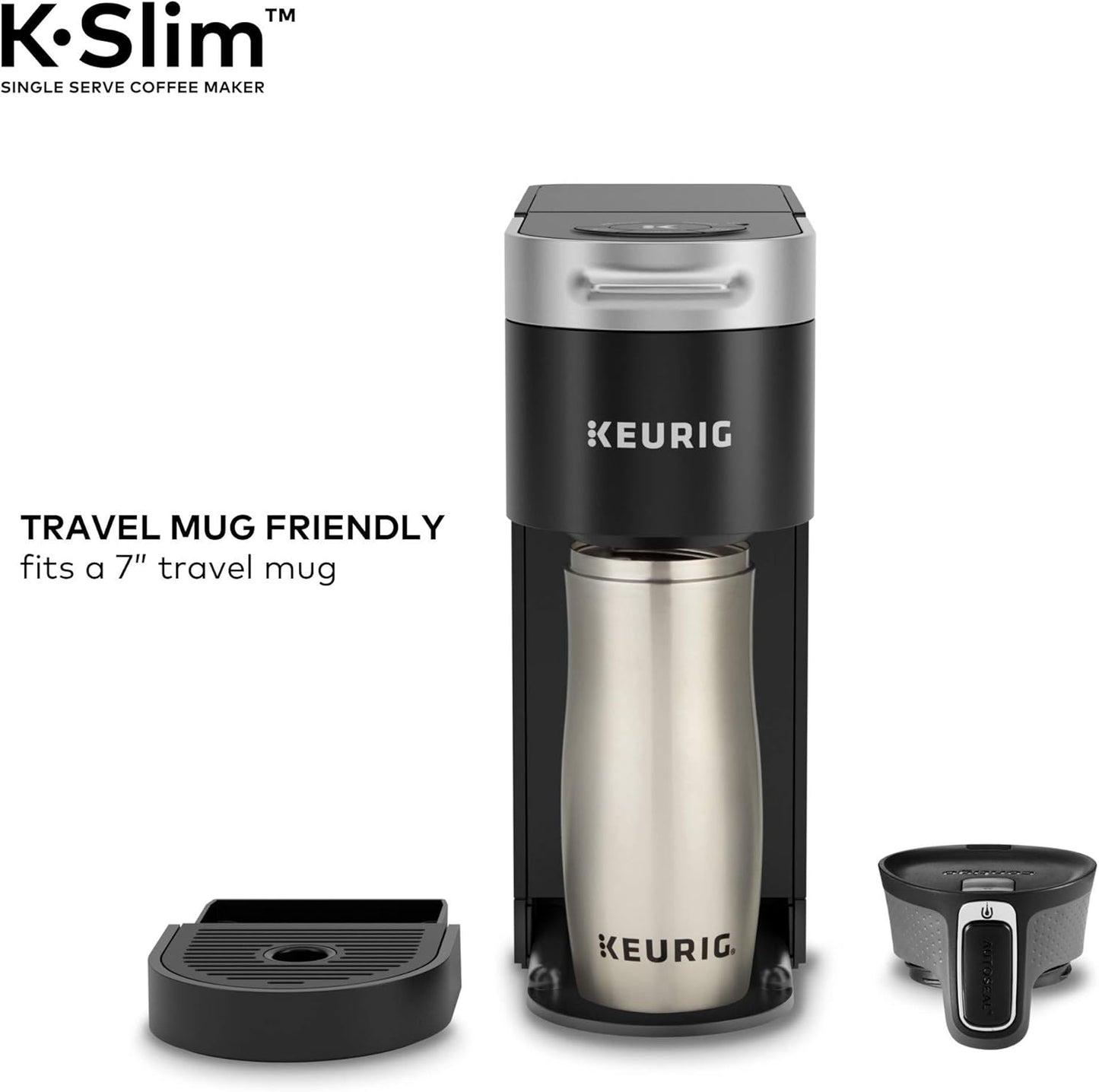 Keurig K-Slim Single Serve K-Cup Pod Coffee Maker, Multistream Technology, 3 Brew Sizes, Slim and Sleek Design, 46oz Removable Reservoir, Black