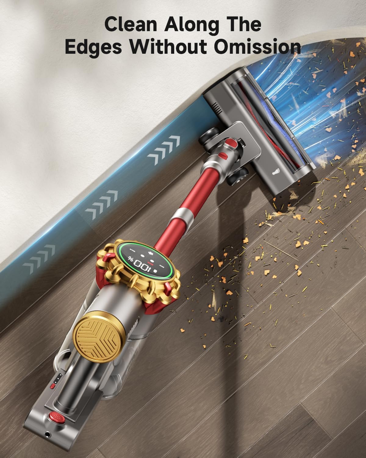 Cordless Vacuum Cleaner 580W 50Kpa Vacuum Cleaners for Home, 65 Mins Battery Stick Vacuum Anti-Tangle, Self-Standing, 8-in-1 Lightweight Vacuum for Hardwood Floor/Carpet/Pet Hair