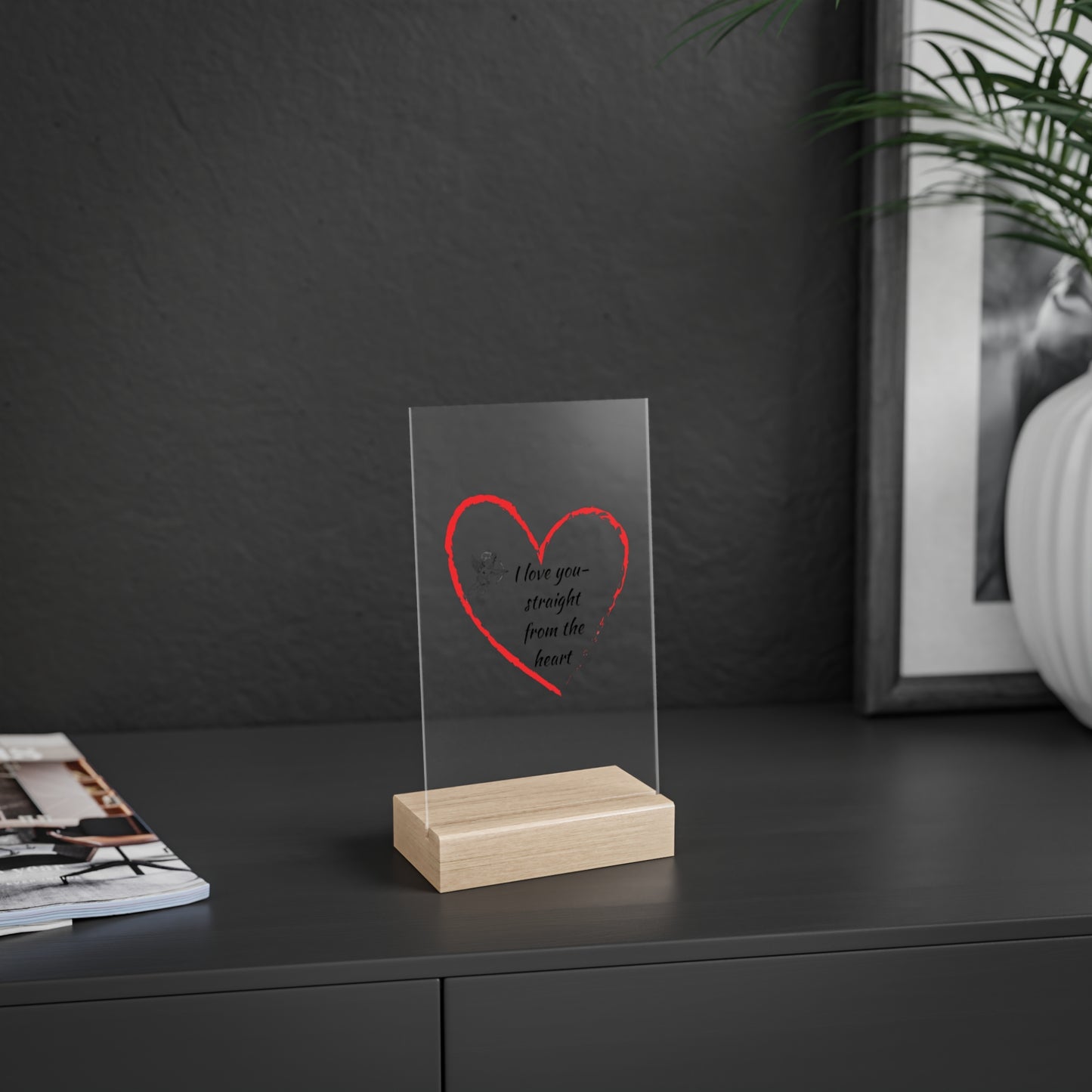 Simple Expressions Love You Acrylic Sign with Wooden Stand - Heartfelt Gift for Home Decor