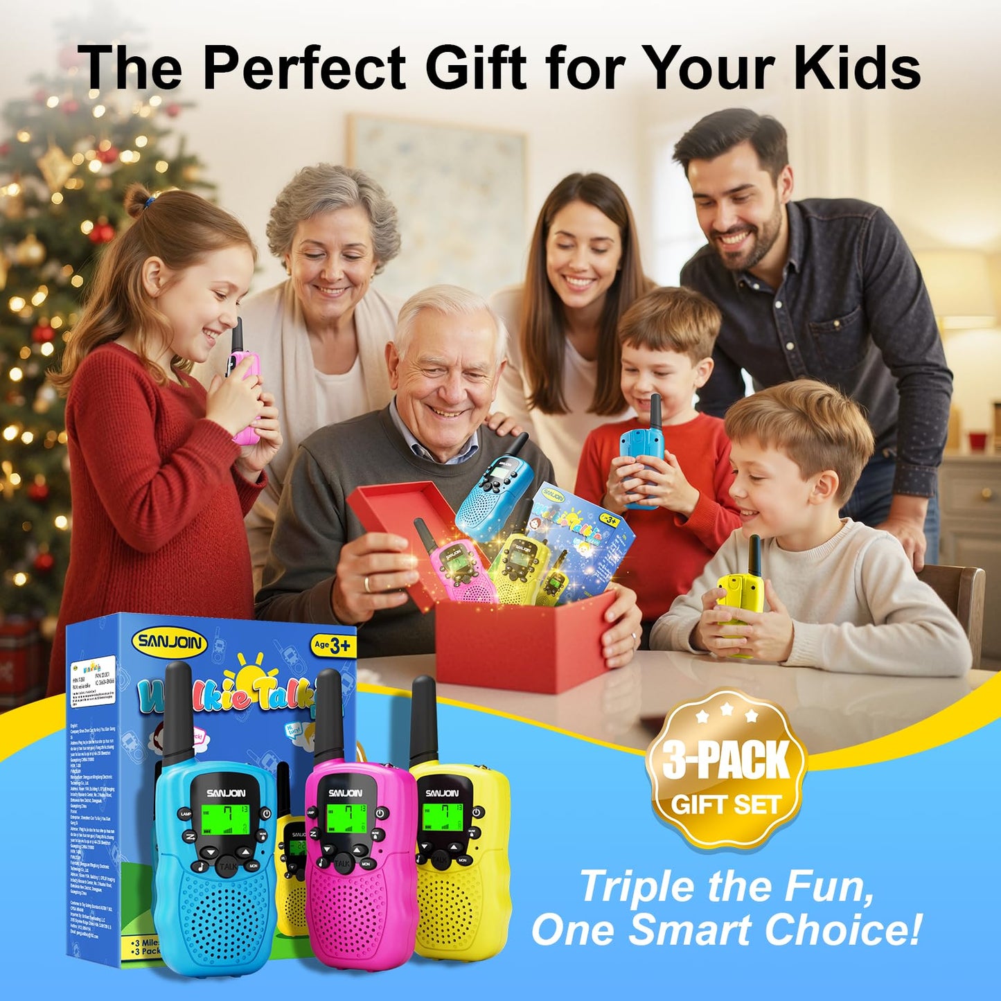 Walkie Talkies for Kids Games Outdoor Toys for 3-12 Year Old Boys Girls, 3 Miles Range Walkie Talkie as Camping Essentials, 4 Year Old Girl Birthday Gifts for 3 4 5 6 7 8 9 Year Old Boy Girl Gift