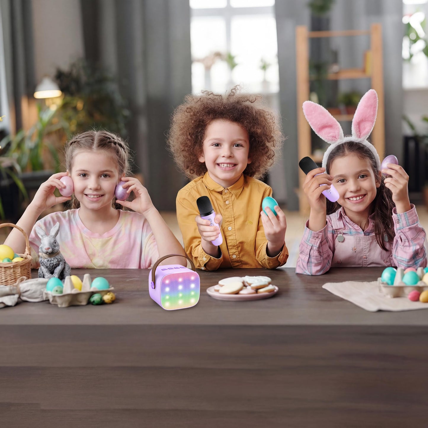 Karaoke Machine for Kids, Portable Mini Speaker with 2 Wireless Microphones, TOP Kids Gifts for Girls Ages 3, 4, 5, 6, 7, 8, 9, 10+ Years Old, 4-12th Birthday Easter Present Toy Party (Purple)