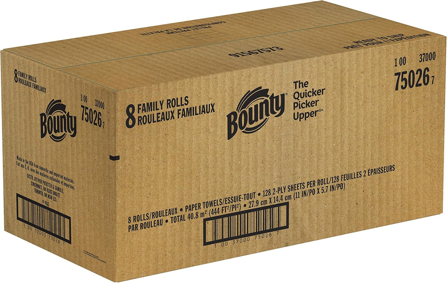 Bounty Paper Towels Quick Size, White, 16 Family Rolls = 40 Regular Rolls
