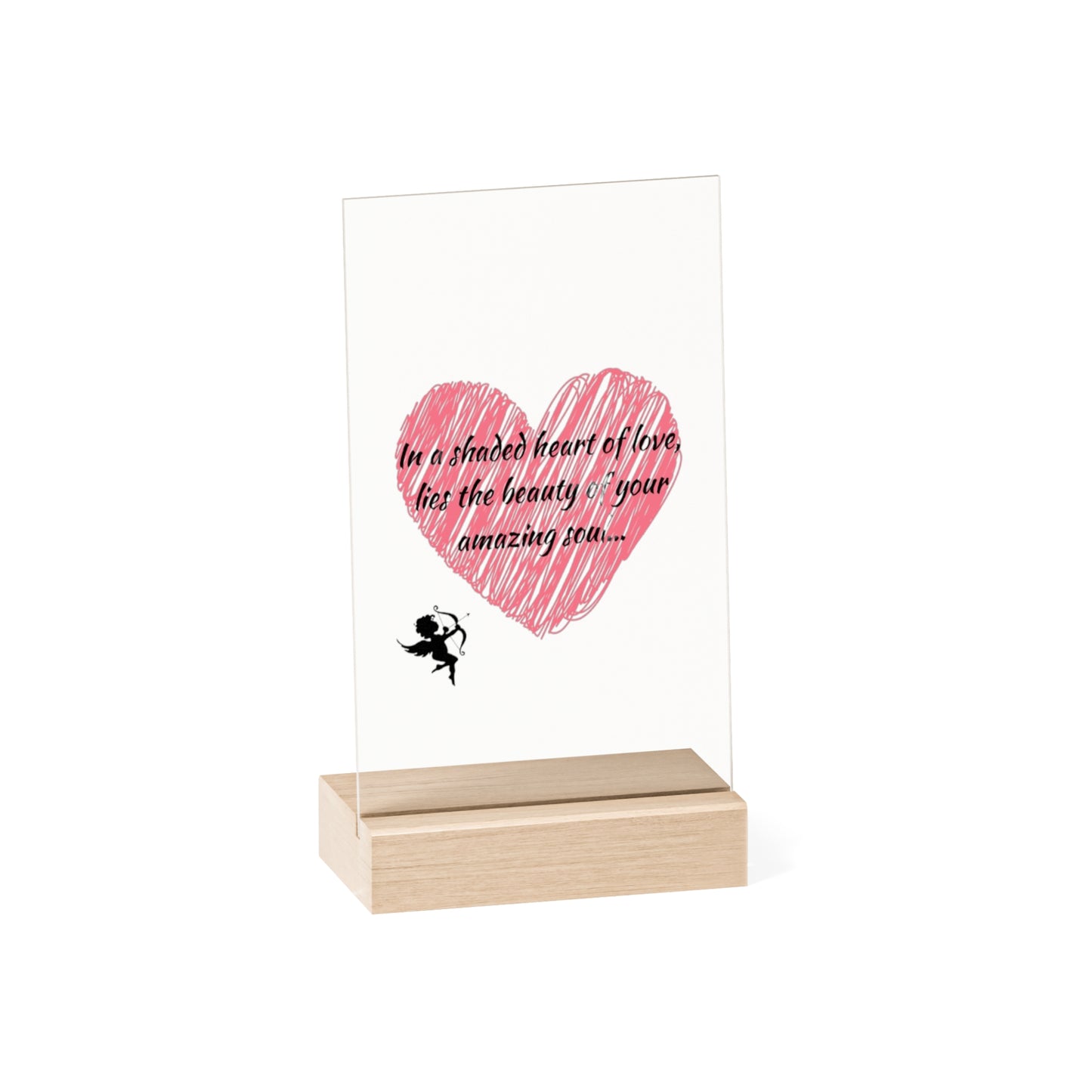 Simple Expressions- Heart Acrylic Love Sign with Wooden Stand - Heartfelt Quotes for Home Decor