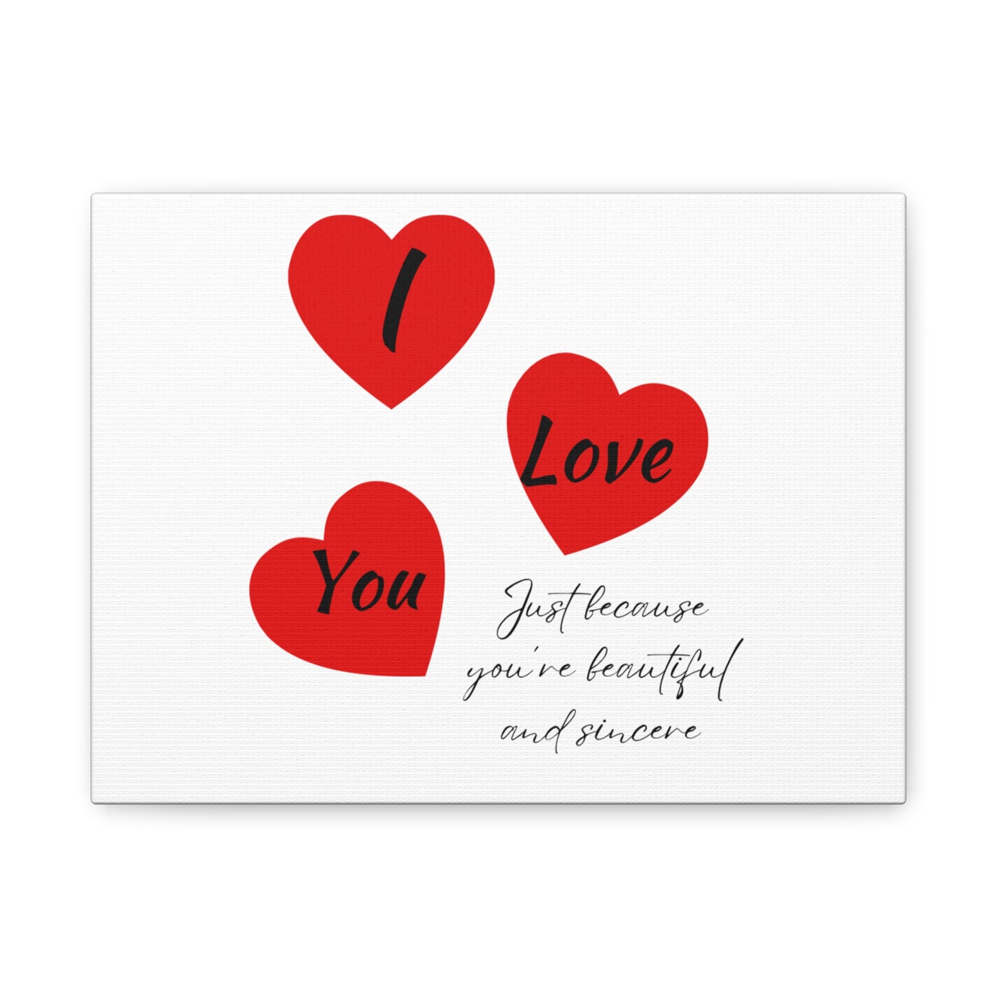 Simple Expression valentines Romantic Canvas Art - "I Love You" Heart Design