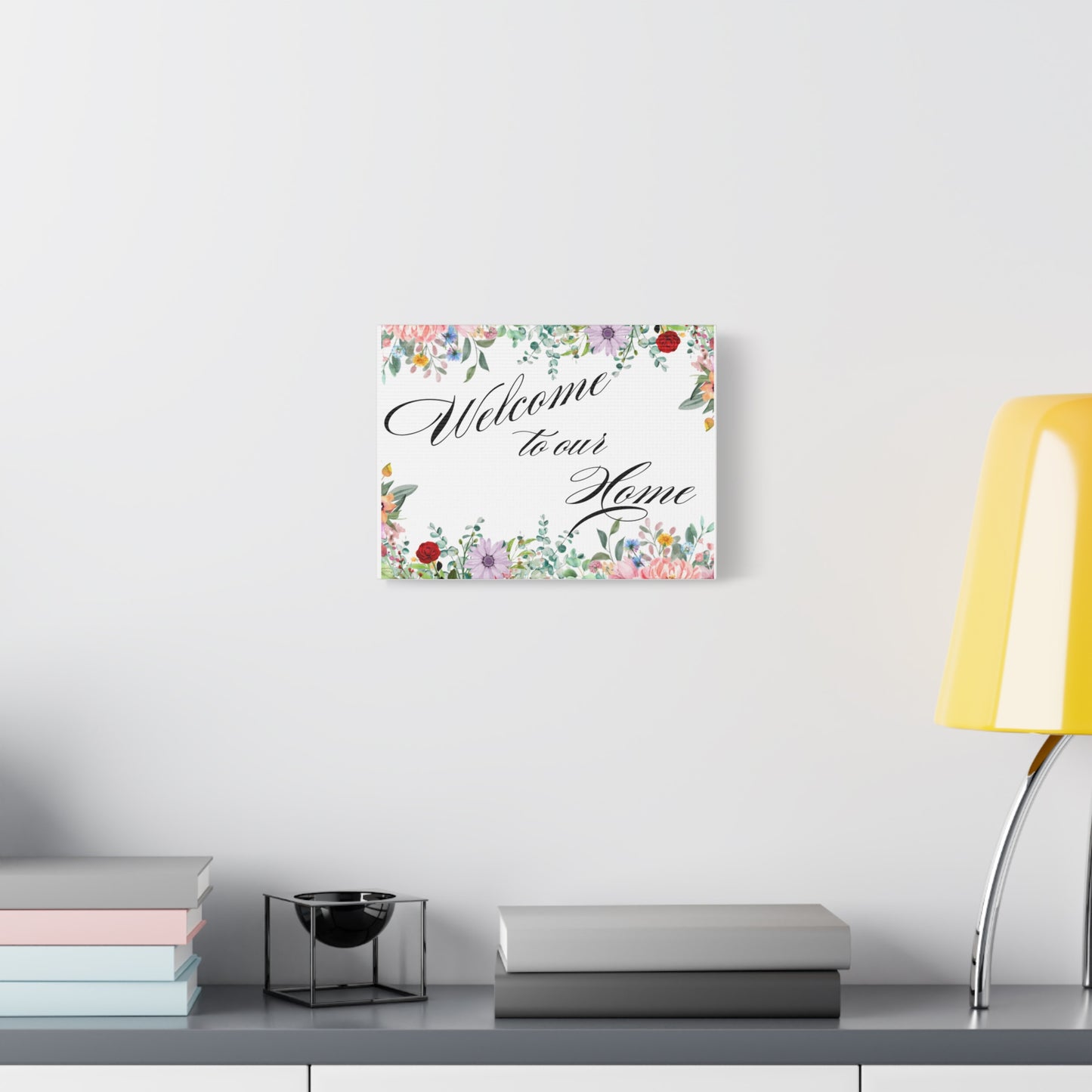 Simple Expressions Floral Welcome Canvas Wall Art - Home Decor