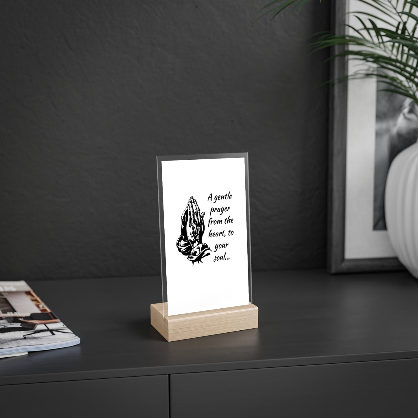 Simple Expressions Inspirational Acrylic Prayer Sign with Wooden Stand - Decorative Home Accent