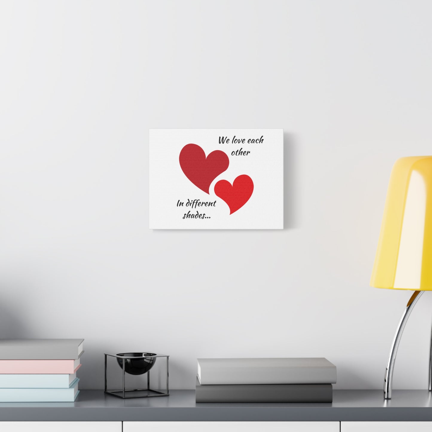 Simple Expressions Romantic Canvas Wall Art – 'We Love Each Other in Different Shades'