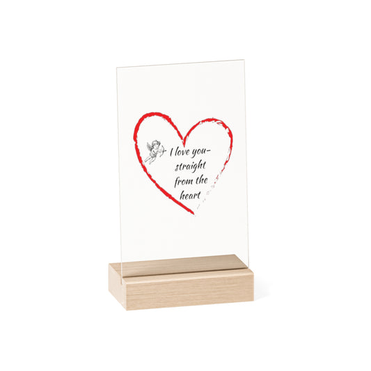 Simple Expressions Love You Acrylic Sign with Wooden Stand - Heartfelt Gift for Home Decor