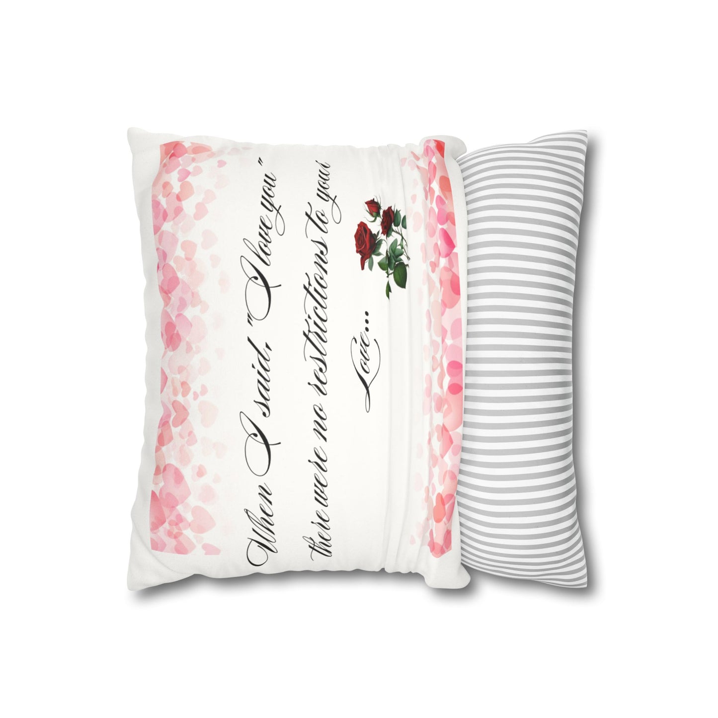 Simple Expressions- Heart Romantic Faux Suede Square Pillowcase – 'Love Without Restrictions' Design