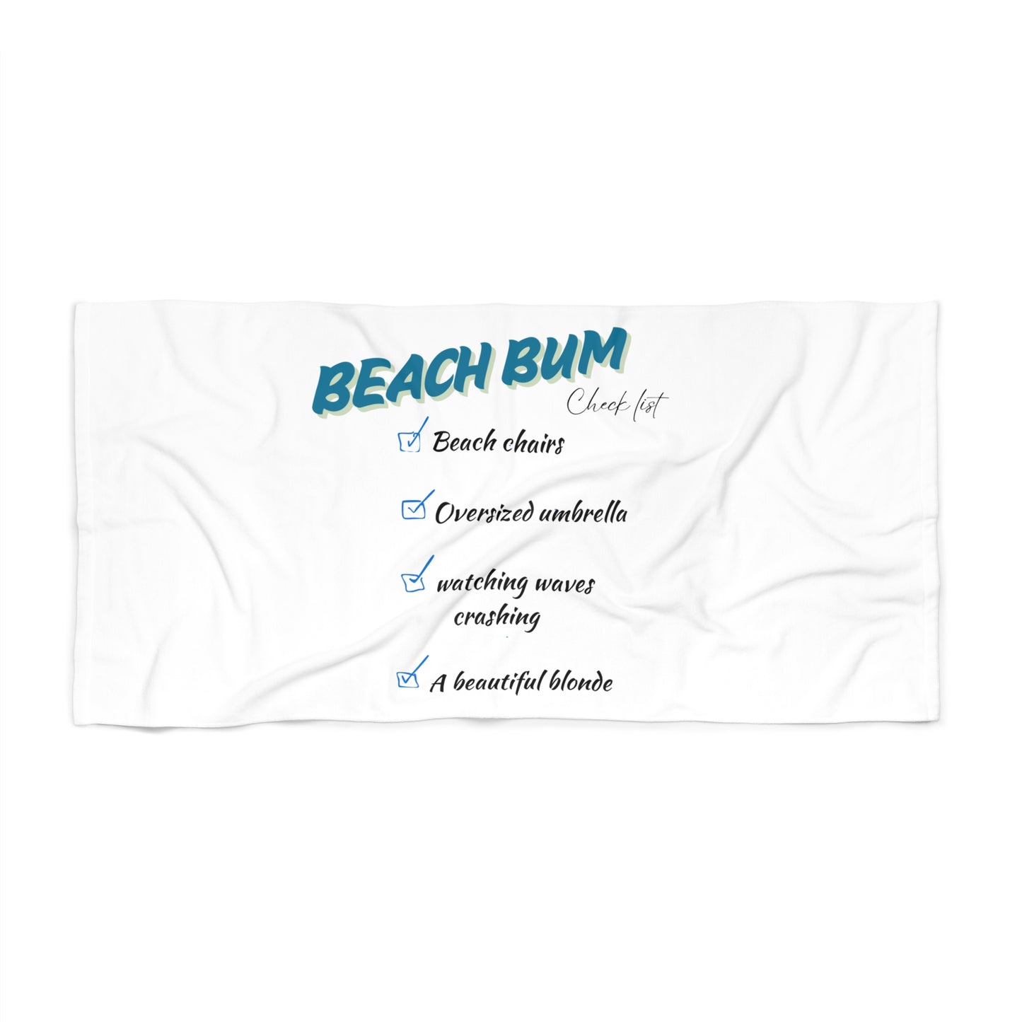 Simple Expressions Beach Bum Checklist Beach Towel – Perfect for Summer, Vacations, and Relaxing by the Sea