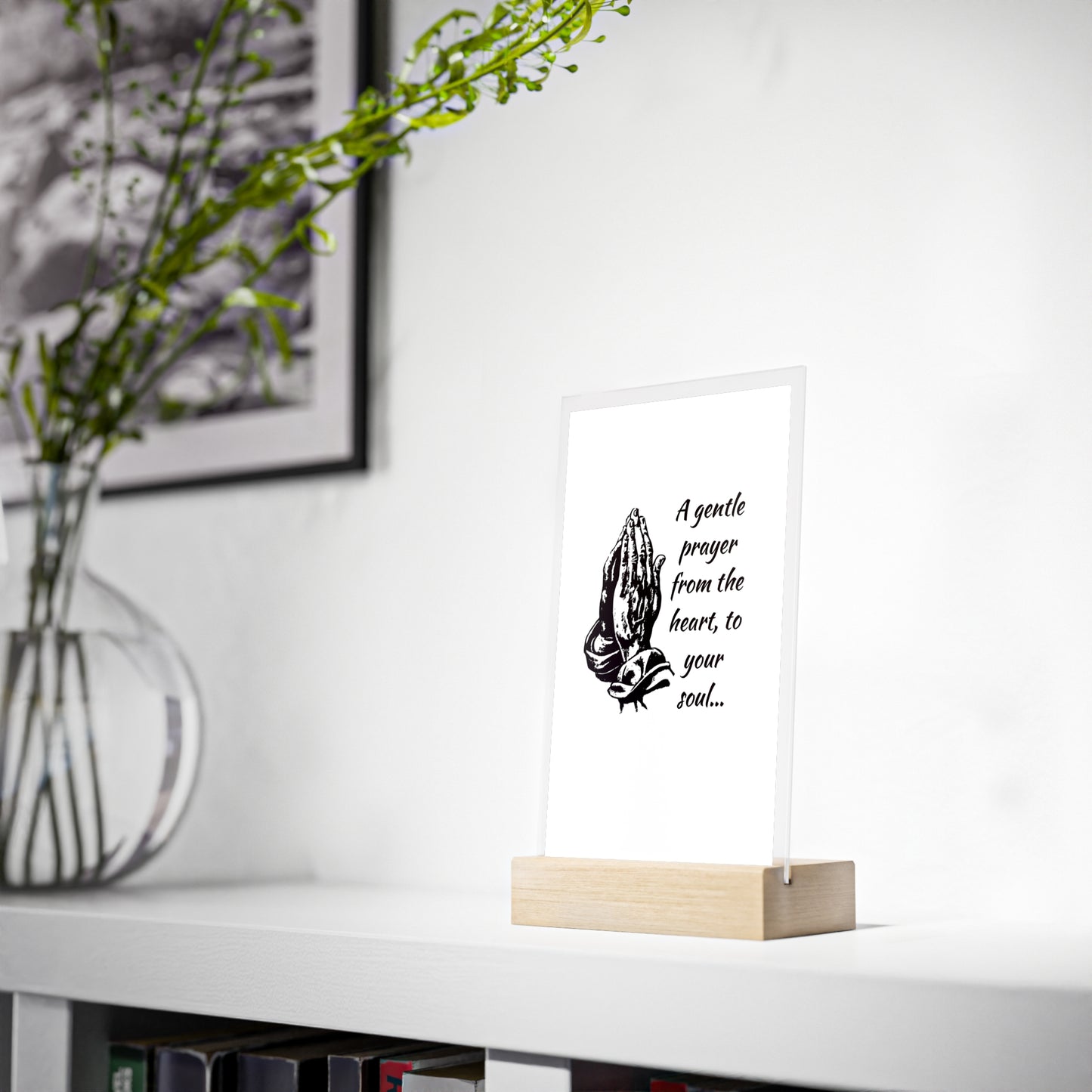 Simple Expressions Inspirational Acrylic Prayer Sign with Wooden Stand - Decorative Home Accent