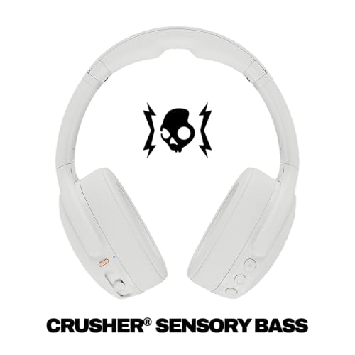 Skullcandy Crusher Evo Wireless Bluetooth Headphones with Extra USB-C Charging Cable, Multi-Sensory Bass, Noise Isolating Over-Ear Fit, 40 Hours Battery, Microphone for iPhone Android - True Black