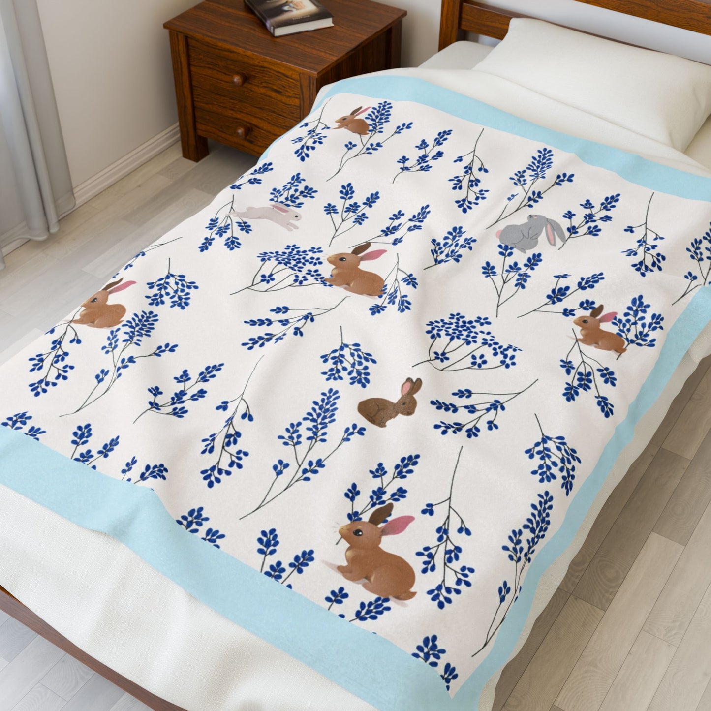 Simple Expressions- Bunny Velveteen Plush Blanket