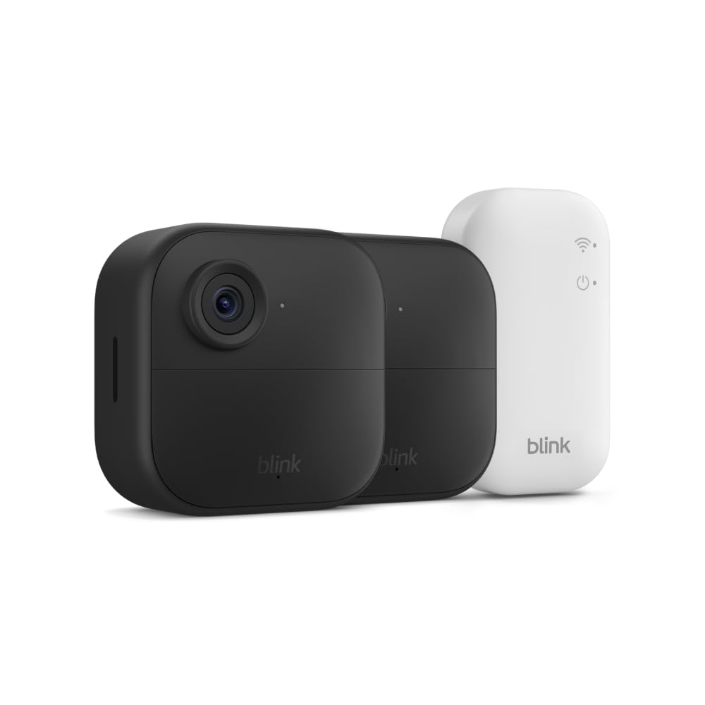 Blink Outdoor 4 – Wireless smart security camera, two-year battery life, 1080p HD day and infrared night live view, two-way talk. Sync Module Core included – 3 camera system