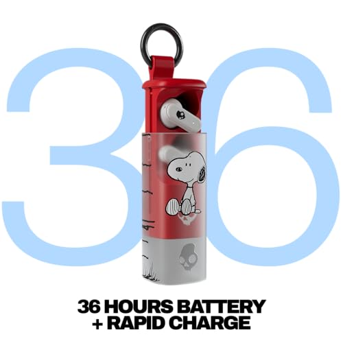 Skullcandy Dime Evo Wireless Earbuds, Bluetooth Headphones, Noise Isolating Fit, Up to 36 Hours Battery, Microphone for iPhone Android, Easy Carry with Clip-Anywhere Case - True Black
