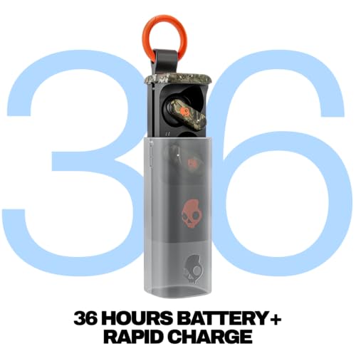Skullcandy Dime Evo Wireless Earbuds, Bluetooth Headphones, Noise Isolating Fit, Up to 36 Hours Battery, Microphone for iPhone Android, Easy Carry with Clip-Anywhere Case - True Black