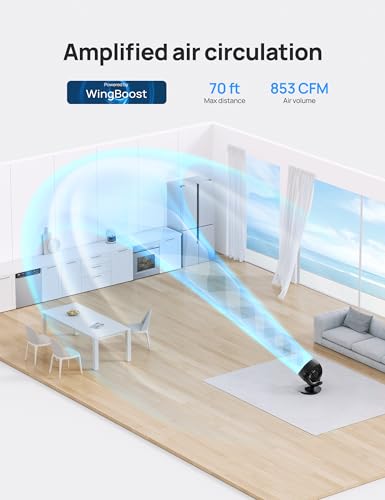 DREO Fan for Bedroom, 13-Inch Oscillating Table Air Circulator Fan for Whole Room, 120° Tilt Adjustment, 28dB Ultra-Quiet, 70ft Powerful Airflow, 4 Speeds Desk Fans with Remote for Home, Office