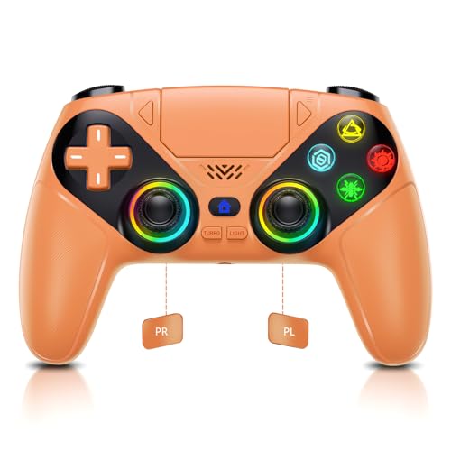 Dinosoo RGB Wireless Controller for PS5/PlayStation 5 PC, Bluetooth Controller with Turbo, Macro, Dynamic Vibration, 6-Axis Motion Control, 3.5mm Audio Jack, 1000mAh Battery, Speaker - Blue