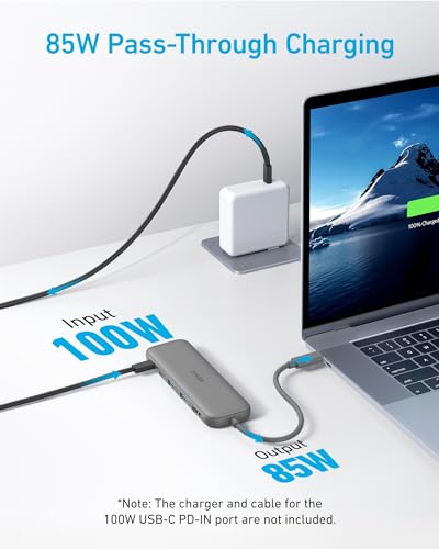 Anker USB C Hub, 5-in-1 USBC to HDMI Splitter with 4K Display, 1 x Powered USB-C 5Gbps & 2×Powered USB-A 3.0 5Gbps Data Ports for MacBook Pro, MacBook Air, Dell and More