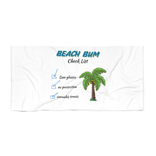 Simple Expressions Beach Bum Beach Towel - Fun Checklist Design for Relaxing Days by the Sea