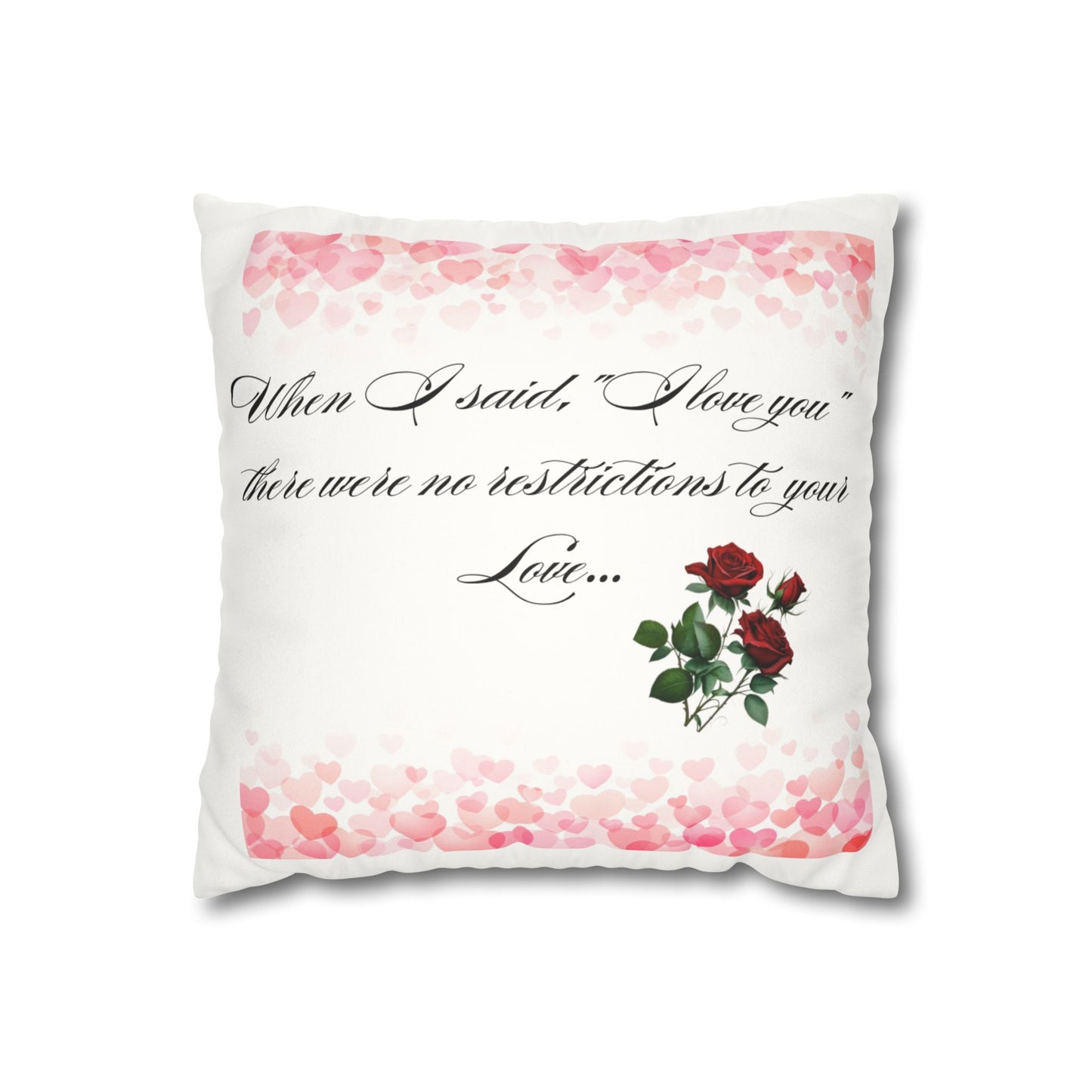 Simple Expressions- Heart Romantic Faux Suede Square Pillowcase – 'Love Without Restrictions' Design