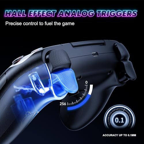 Dinosoo RGB Wireless Controller for PS5/PlayStation 5 PC, Bluetooth Controller with Turbo, Macro, Dynamic Vibration, 6-Axis Motion Control, 3.5mm Audio Jack, 1000mAh Battery, Speaker - Blue