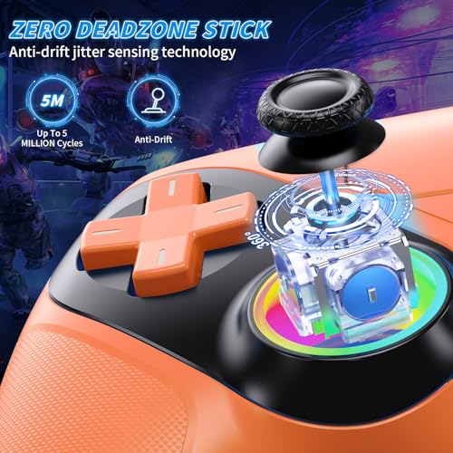 Dinosoo RGB Wireless Controller for PS5/PlayStation 5 PC, Bluetooth Controller with Turbo, Macro, Dynamic Vibration, 6-Axis Motion Control, 3.5mm Audio Jack, 1000mAh Battery, Speaker - Blue