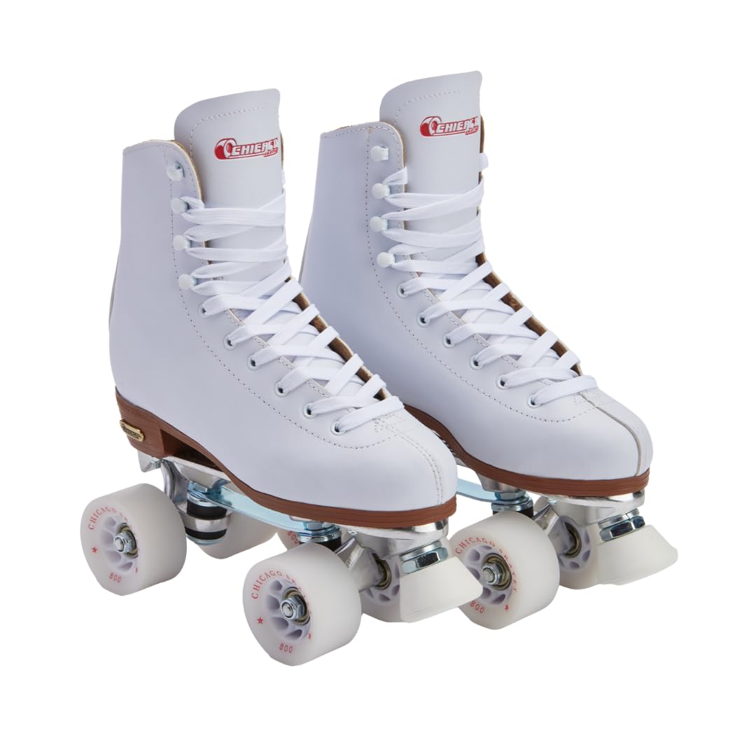 Chicago Quad Roller Skates for Women & Men – Durable, Top Performance Indoor/Outdoor Use or Roller Derby - Classic Deluxe Leather High-Top Boots with 60mm Urethane Wheels & Semi-Precision Bearings