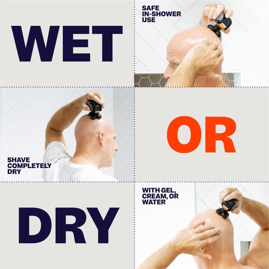 Freebird FlexSeries Electric Head & Body Hair Shaver, Mens Cordless Rechargeable Wet and Dry Skull, Bald Head, Back, Groin Waterproof Razor with Rotary Blades (FlexSeries Pro, Without Accessories)