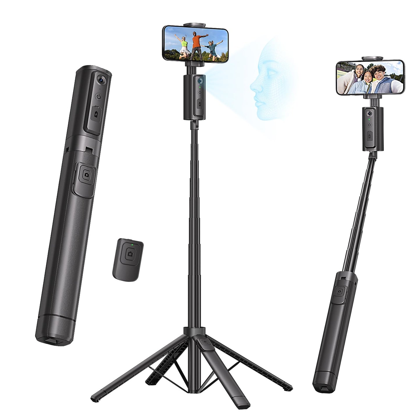 Auto Face Tracking Tripod,67''Phone Tripod for iPhone,360° Rotation Follows Your Movement,Bluetooth Remote,Phone Holder for Vlog,Live Streaming, Video Call,Content Creators.