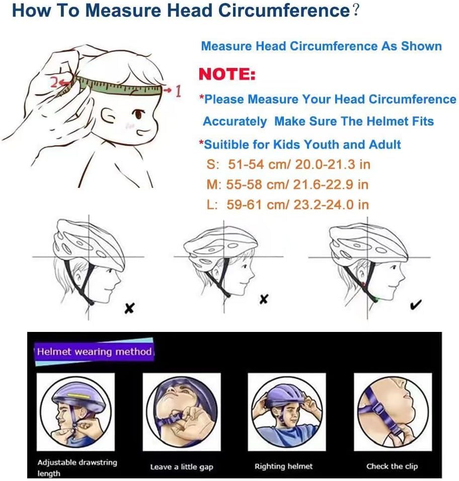 Bike Skateboard Helmet, Adjustable and Multi-Sport for Skate Scooter, 3 Sizes for Adult Youth Kids Toddler