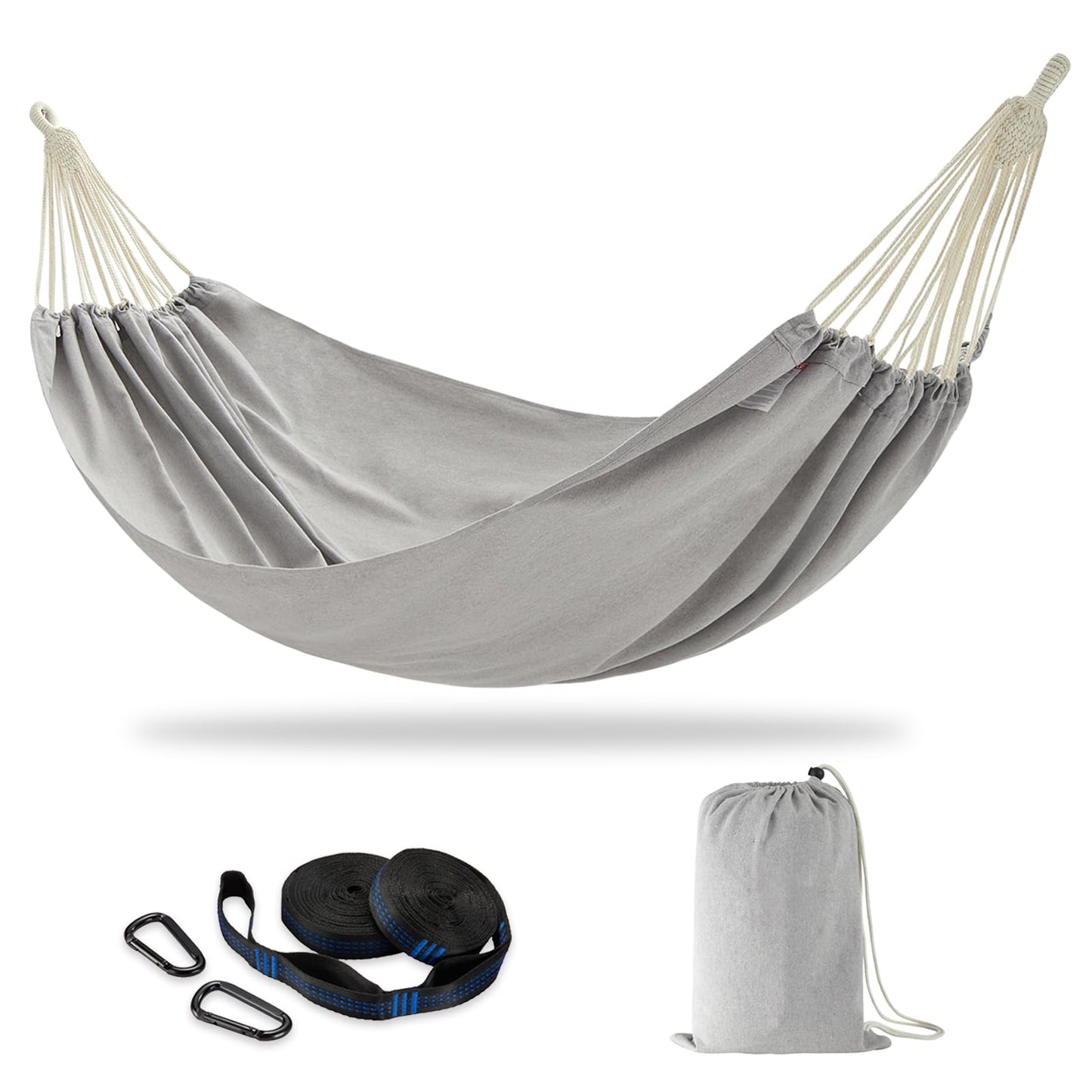Brazilian Double Hammock with Tree Straps,Extra Large 94x63IN,2 Persons Hammock for Backyard Patio Outdoor Indoor,450lbs Weight Capacity,Soft Woven Cotton Fabric - Natrual White with Tassels
