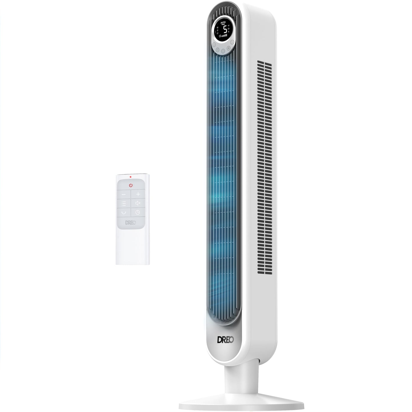 DREO Tower Fan for Bedroom, 28 ft/s, 20dB Quiet Oscillating Bladeless Fan with Remote, 9 Speeds, 4 Modes, 12H Timer, LED Display, Standing Floor Fan Powerful for Indoor Home Office Room, 42 Inch