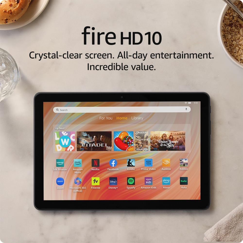 Amazon Fire HD 10 tablet (newest model) built for relaxation, 10.1" vibrant Full HD screen, octa-core processor, 3 GB RAM, 32 GB, Lilac