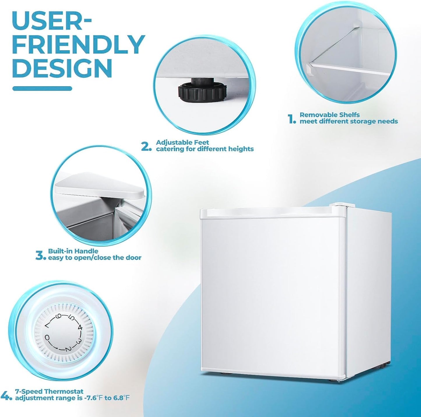 1.1 Cu.ft Upright Freezer, Small Mini Freezer with Adjustable Thermostat, Removable Shelves, Reversible Single Door, for Bedroom/Home/Dorms/Apartment, Silver