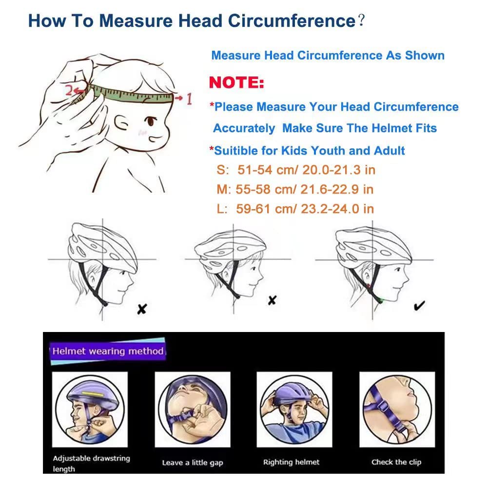 Bike Skateboard Helmet, Adjustable and Multi-Sport for Skate Scooter, 3 Sizes for Adult Youth Kids Toddler