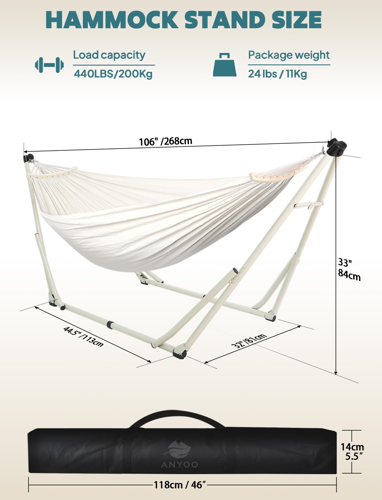 Anyoo 2 in 1 Hammock and Swinging Chair with Collapsible Steel Stand & Carrying Case,Portable & Adjustable,Easy Set Up for Outdoor,Indoor,Porch Swing,Patio,Garden,Camping Trip