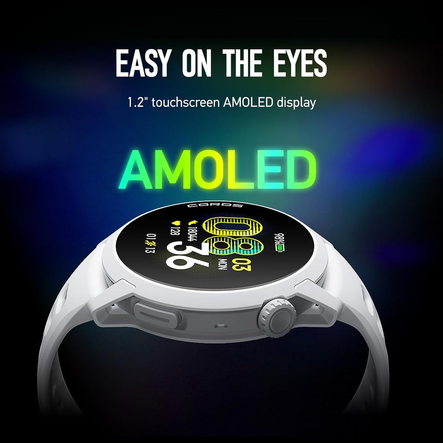 COROS PACE 4 Ultralight Sport GPS Watch, 1.2" AMOLED Touchscreen,19 days of daily use, Voice Features, Advanced Training Tools, GPS, Heart Rate Monitor, Navigation, Run, Bike, and Ski - Black Silicone